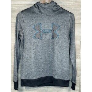 Under Armour Hoodie Gray Blue Logo Coldgear Sweatshirt Womens Loose Medium EUC